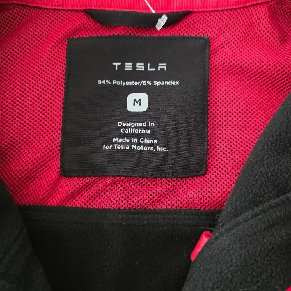 Tesla Corporate Softshell Full-Zip Black/Red Jacket Size Medium